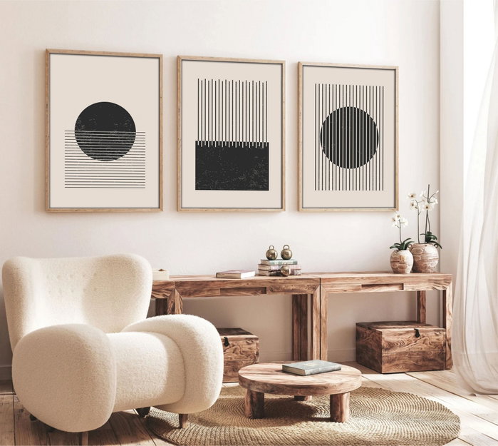 Wallity Huhu212 Cuadro Decorativo Enmarcado en MDF (3 Piezas) 50 x 70 cm